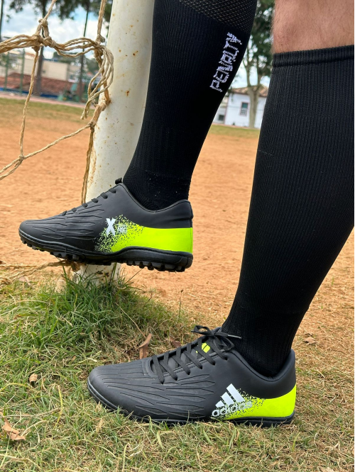 Chuteira Society Masculino Adidas Preto/Verde - Tênis Adidas