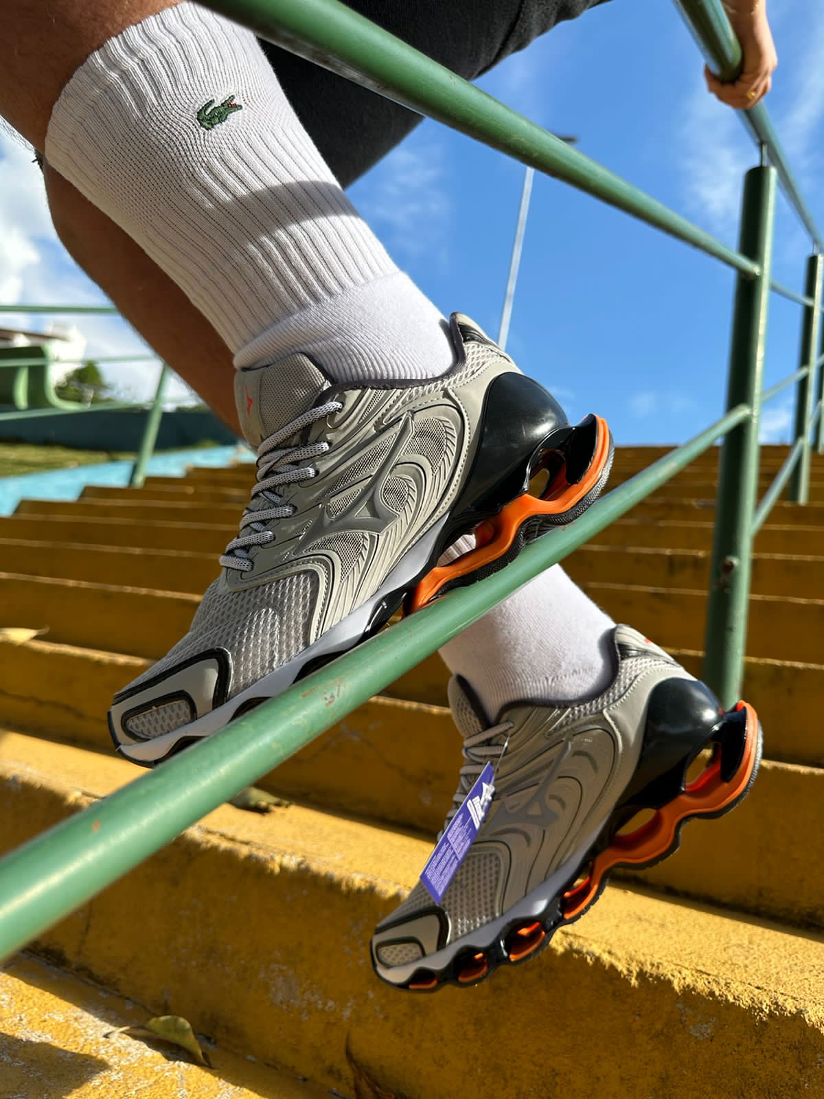 Tenis Wave Prophecy 12 Masculino Mizuno Cinza Laranja Tenis Mizuno Tribo Shoes