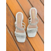 Tamanco Feminino Salto Bloco Tiras Strass SM901 Branco - Marcas Autorais  