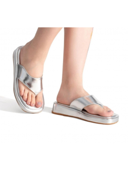 Tamanco Feminino Flatform 1302P Prata - Marcas Autorais  Raya