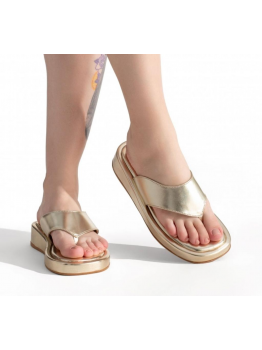 Tamanco Feminino Flatform 1302D Dourada - Marcas Autorais  Raya