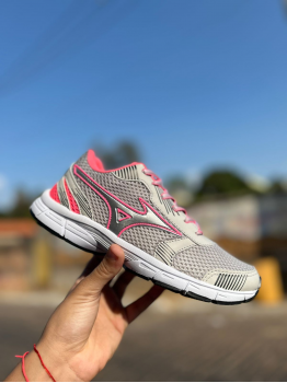 Tênis Wave Feminino Mizuno Cinza/Rosa - Tênis Mizuno