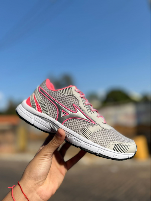 Tênis Wave Feminino Mizuno Cinza/Rosa - Tênis Mizuno