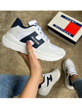 Tênis Feminino Tommy Hilfiger Branco/Azul - Tênis Tommy Hilfiger