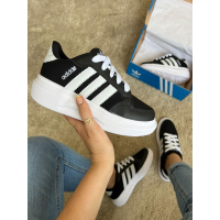 Tênis  VL Court Bold Feminino Adidas Preto/Branco