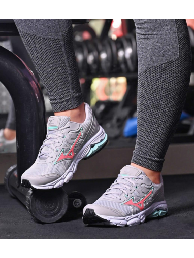 Tênis Wave Nirvana 9 Feminino Mizuno Cinza/Verde - Tênis Mizuno