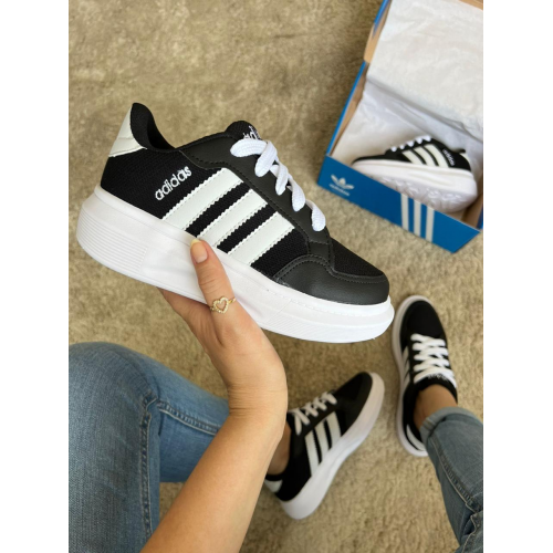 Tênis  VL Court Bold Feminino Adidas Preto/Branco