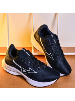 Tênis Wave Rider 28 Unissex Mizuno Preto/Branco - Tênis Mizuno