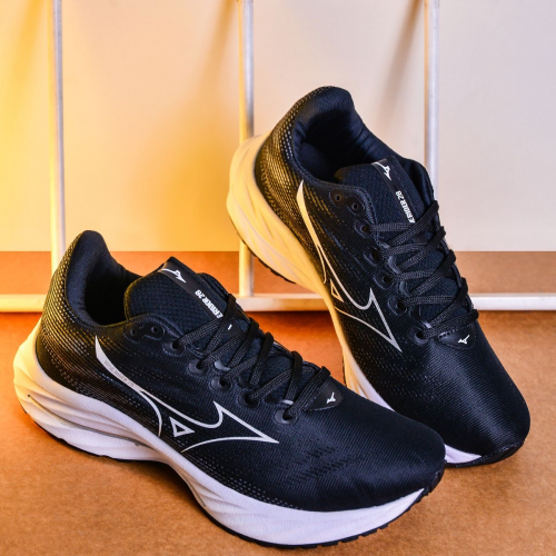 Tênis Wave Rider 28 Unissex Mizuno Preto/Branco