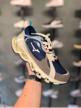 Tênis Wave Prophecy Beta Masculino Mizuno Creme/Marinho - Tênis Mizuno