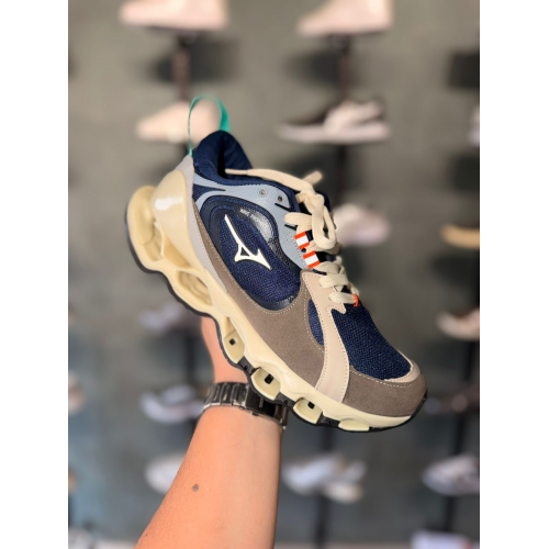 Tênis Wave Prophecy Beta Masculino Mizuno Creme/Marinho