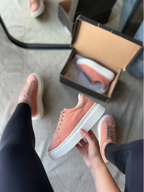 Tênis Feminino Camurça Plataforma LP2053 Nude - Tênis - Tribo Shoes Tênis Feminino Camurça Plataforma LP2053 Nude - Tênis