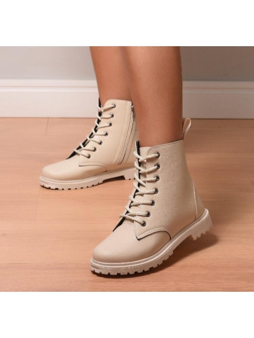 Bota Coturno Feminina em Couro Sintético Off - Marcas Autorais  