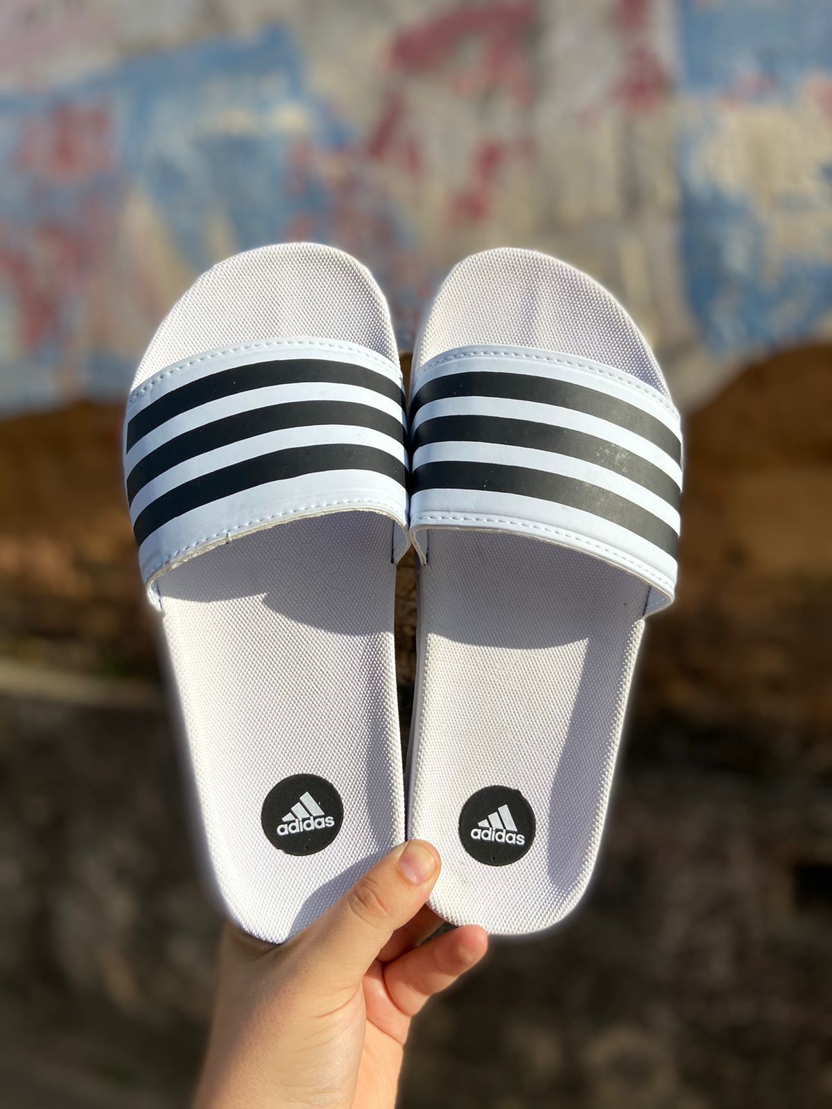 Slide Adidas Masculino Branco/Preto Chinelo Slide - Tribo Shoes
